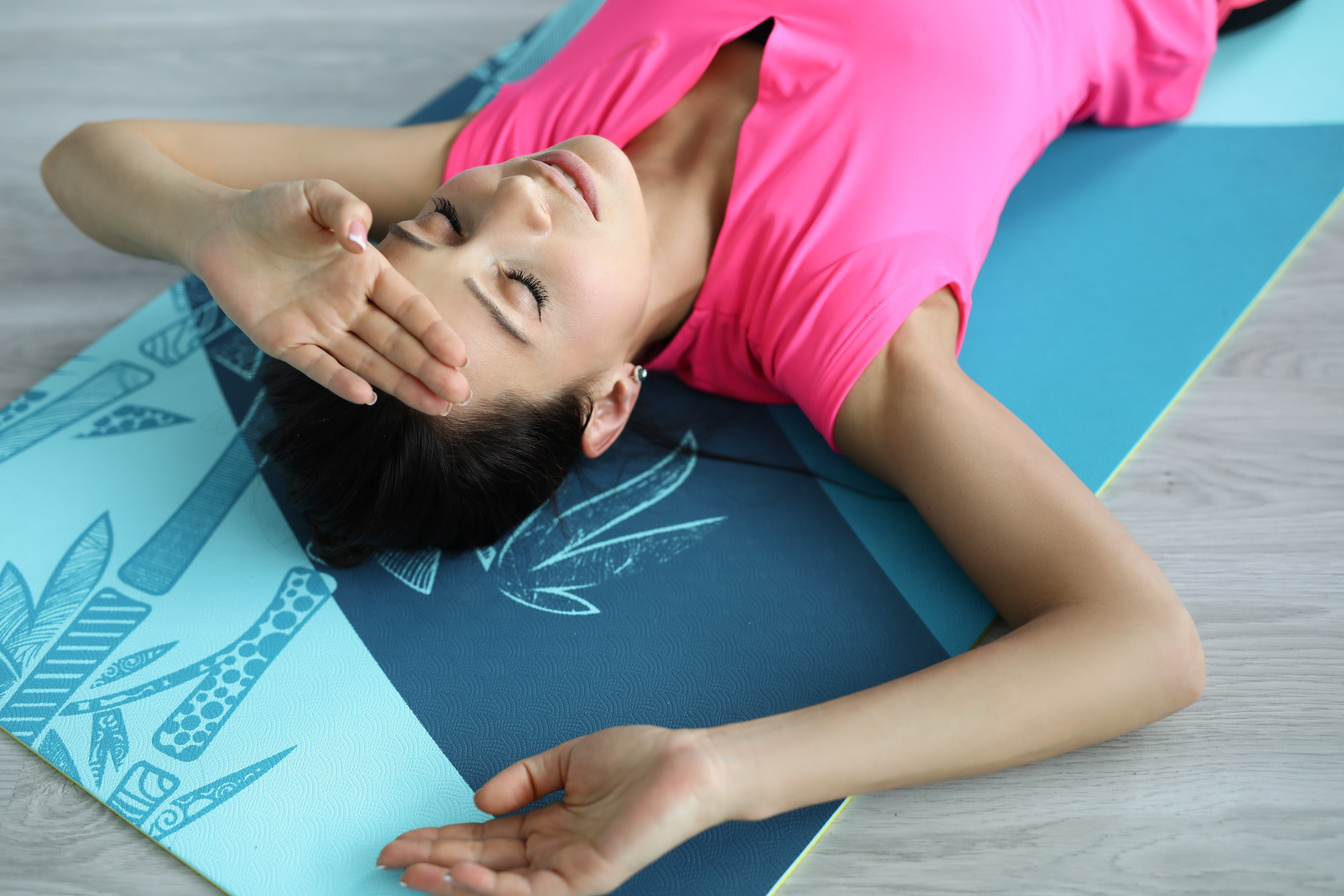 A Young Woman Was Engaged in Fitness at Home Background Portrait