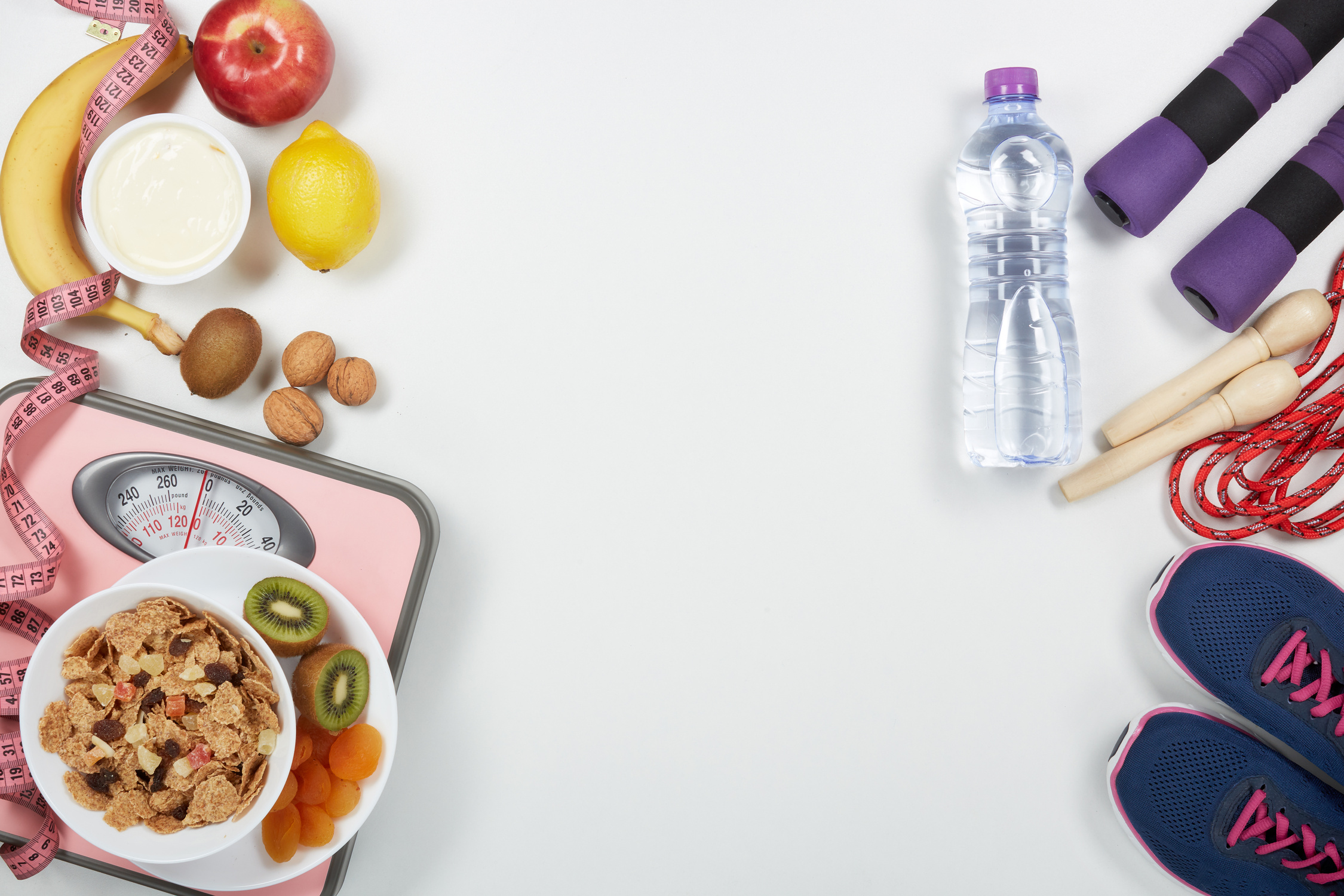 Sports nutrition and fitness equipment.